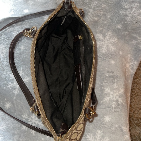 Coach Signature Mixed Leather Satchel/ crossbody / tote bag Brown - Picture 10 of 13